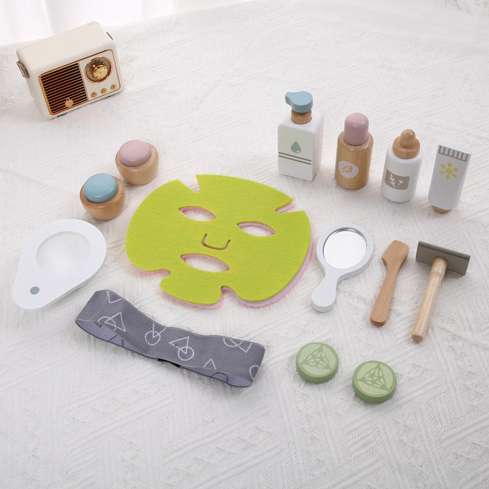 Bai Fen Bai Toys Girls Children Wooden Toys Playsets Simulation Facial Mask Makeup Playset Imitation Game Role Play Learning Education Toys Playsetss For