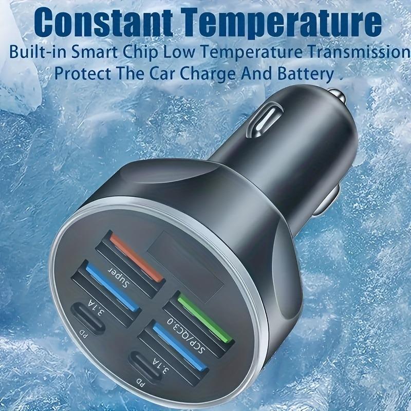 66W 6 Ports Car Charger Fast Charging PD QC 3.0 USB C Car Phone Charger Type C Adapter in Car For iPhone Samsung Huawei Xiaomi