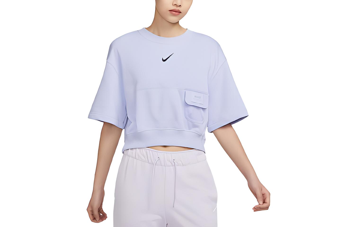 Nike Crop Tops Women s Oxygen Purple Crew Neck Moderate DV8039-536 XS