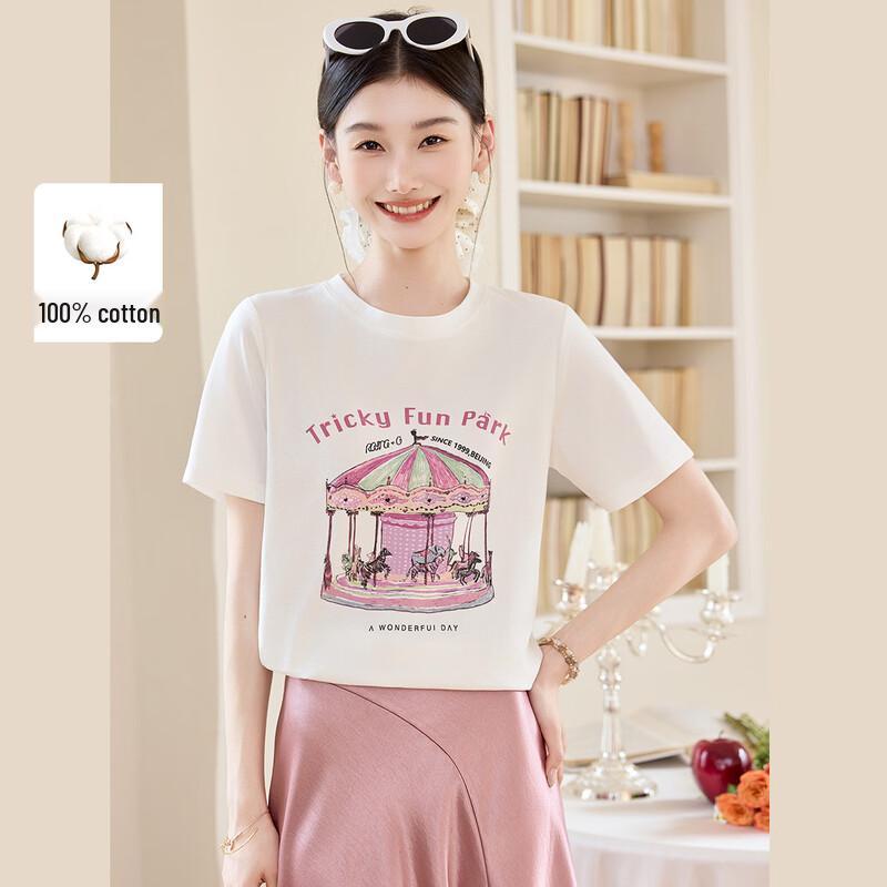 Bailuyu Women s Printed Short Sleeve Cotton T-shirt M