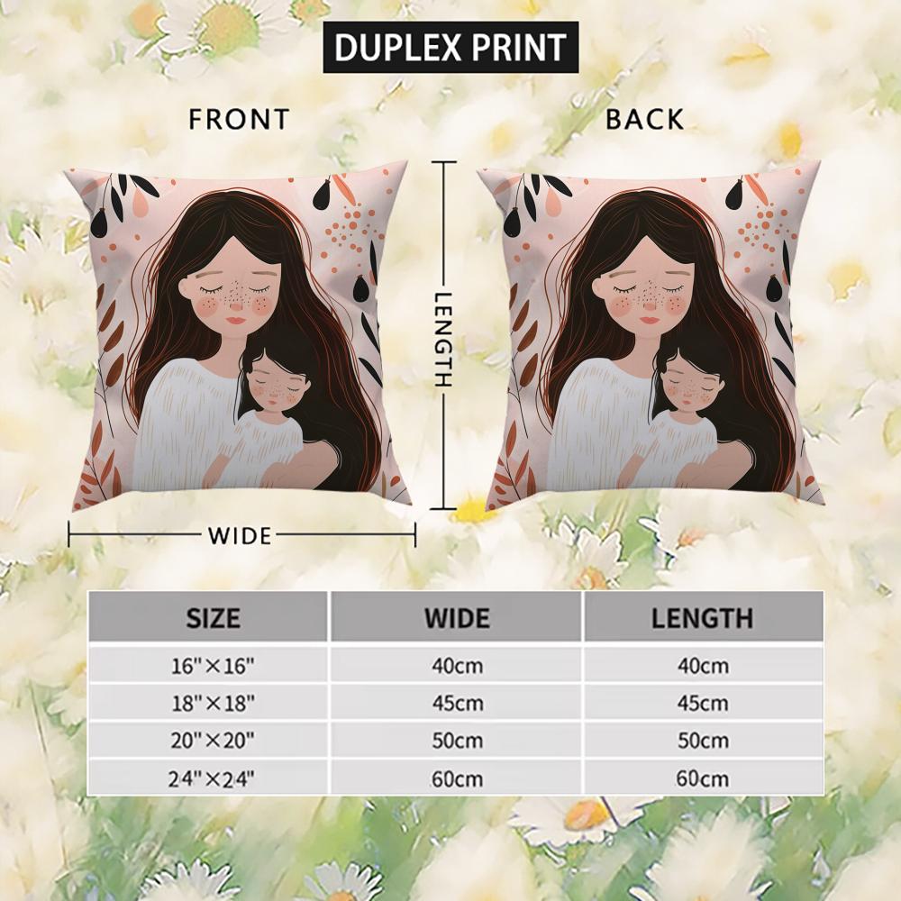 Love Mother Kids Flower Art Pillow Case For Car Sofa Decorative Home Double-sided Print Plush Square Throw Pillow Cushion Cover
