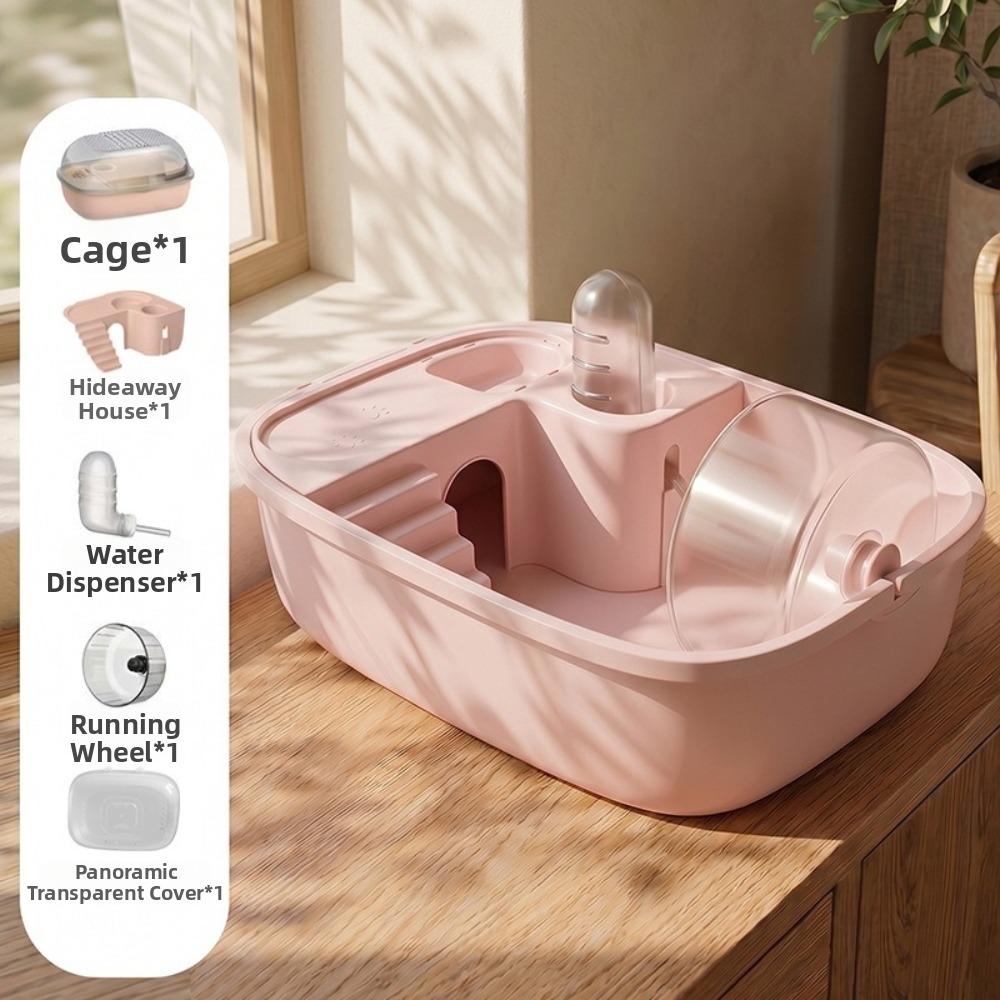 2-Layer Platform Hamster Cage Openable Top Small Animals Cages Hamster Travel Cage  for Gerbils розовый