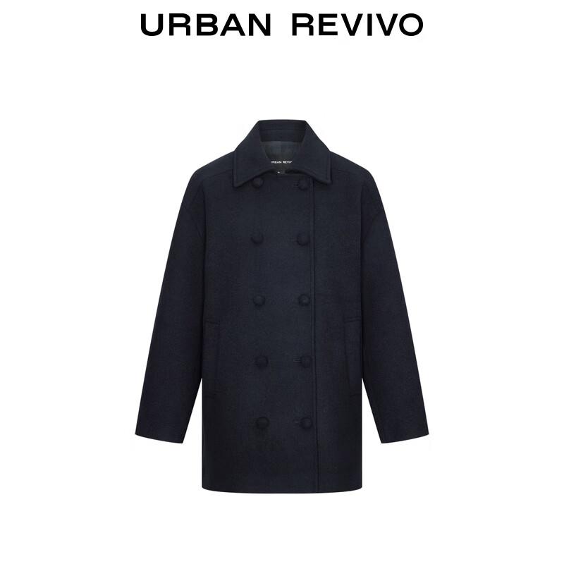 UR Women's Elegant Double-Breasted Lapel Winter Coat