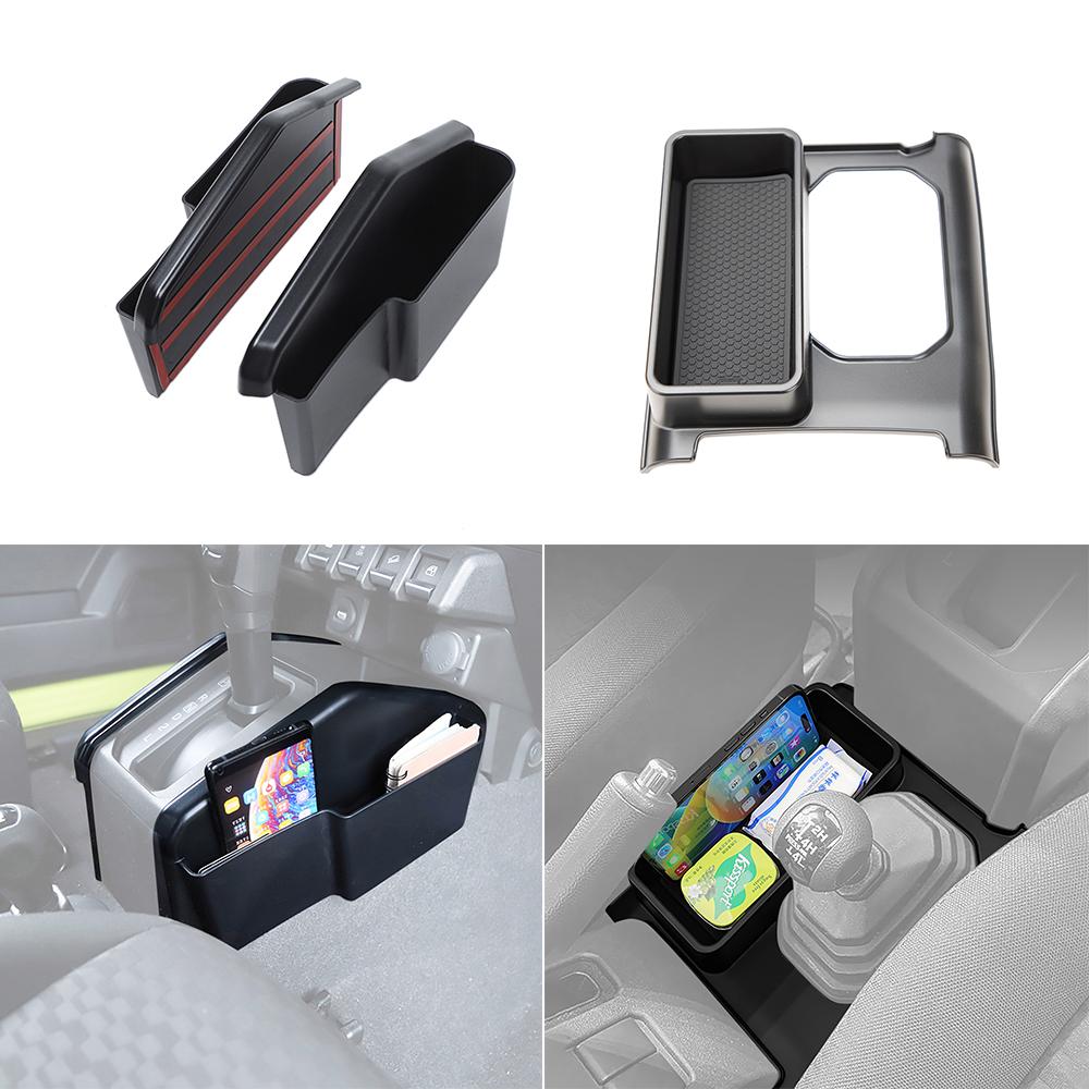 Gear Shifter Side Storage Box 4WD Gear Organizer Tray for Suzuki Jimny JB74 JB64 2019-2026 Car Interior Accessories ABS Black