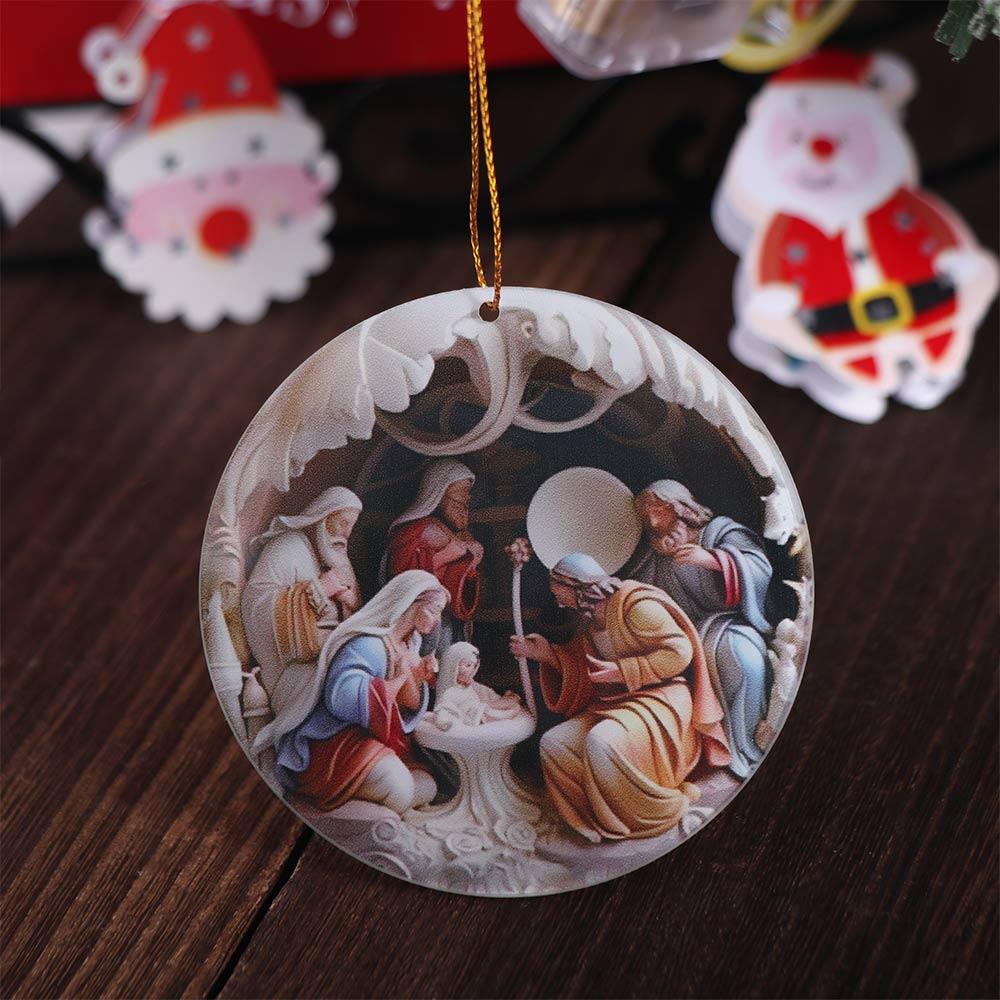 Acrylic Jesus Hanging Ornament Christmas Nativity Xmas Tree Pendants Acrylic Flat Ornaments  Winter