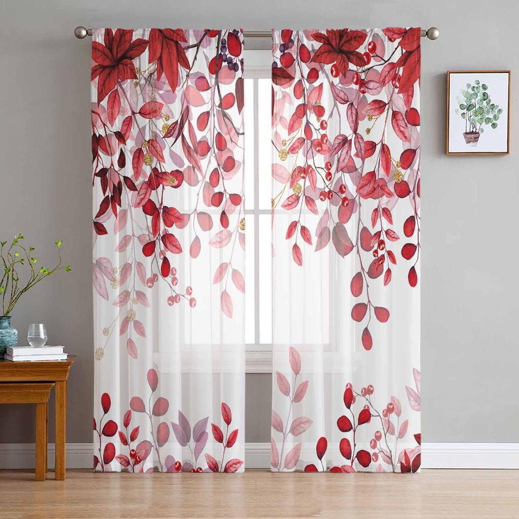 Autumn Wild Flowers Sheer Curtains for Living Room Decoration Window Curtains for Kitchen Tulle Voile Organza Curtains