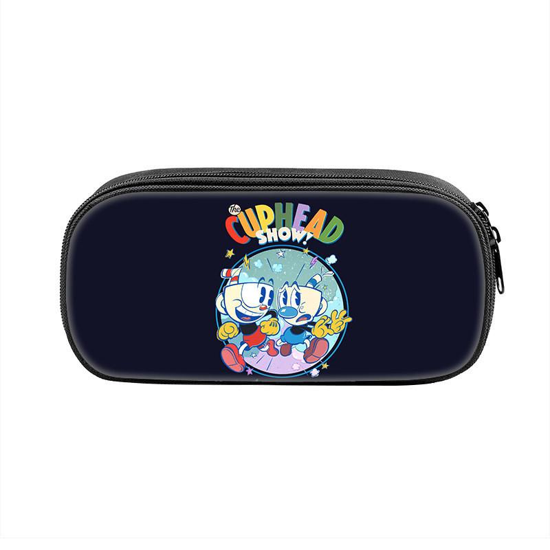 Cuphead Cartoon Pen Case Nylon Storage Pouch For Students And Kids
