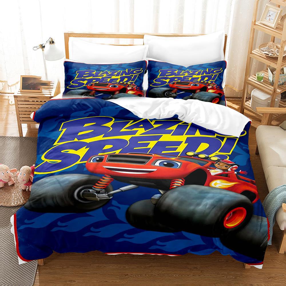 Cartoon Blaze And Monster Machines Speed Bedding Set Boys Girls Twin Queen Size Duvet Cover Pillowcase Bed Kids Adult