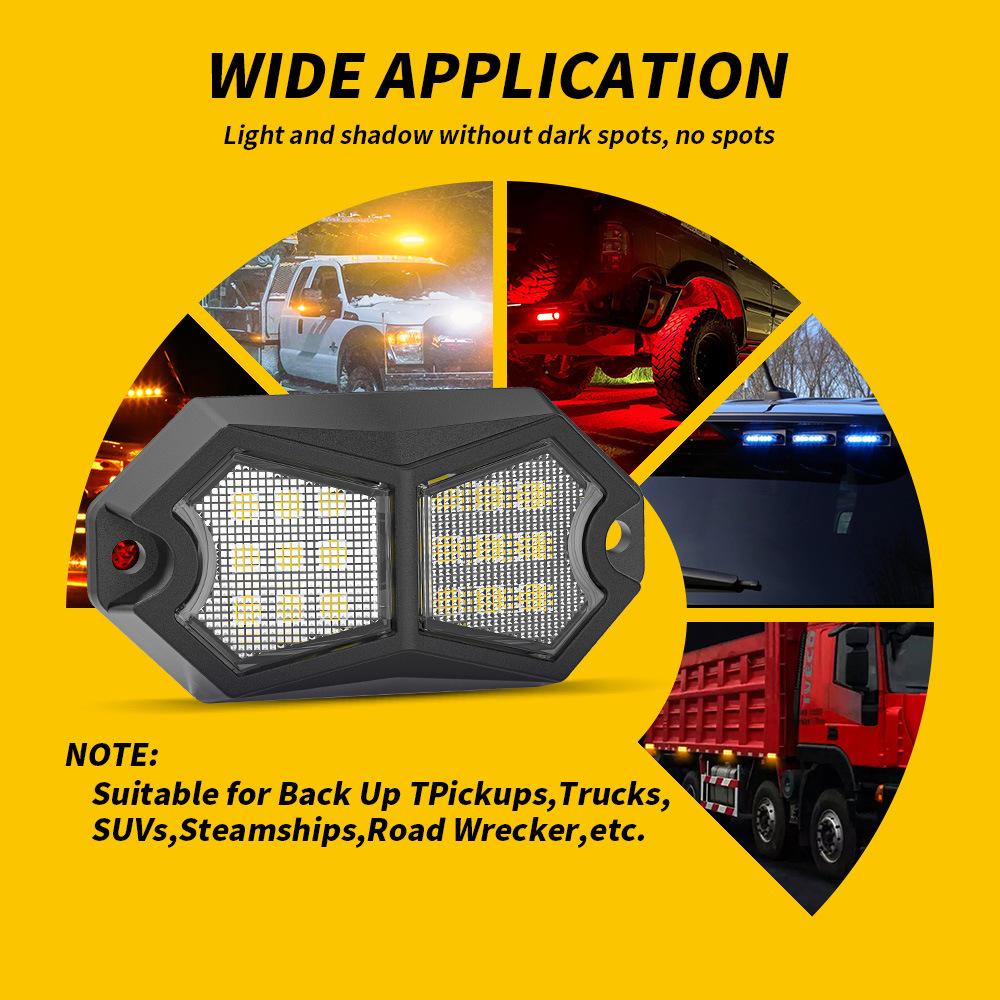 4PC 18LED Car LED Rock Light 12V 24V LED Underbody Light for Vehicle Off-Road Van Lorry RV Atmosphere Light Warning Signal Lamp