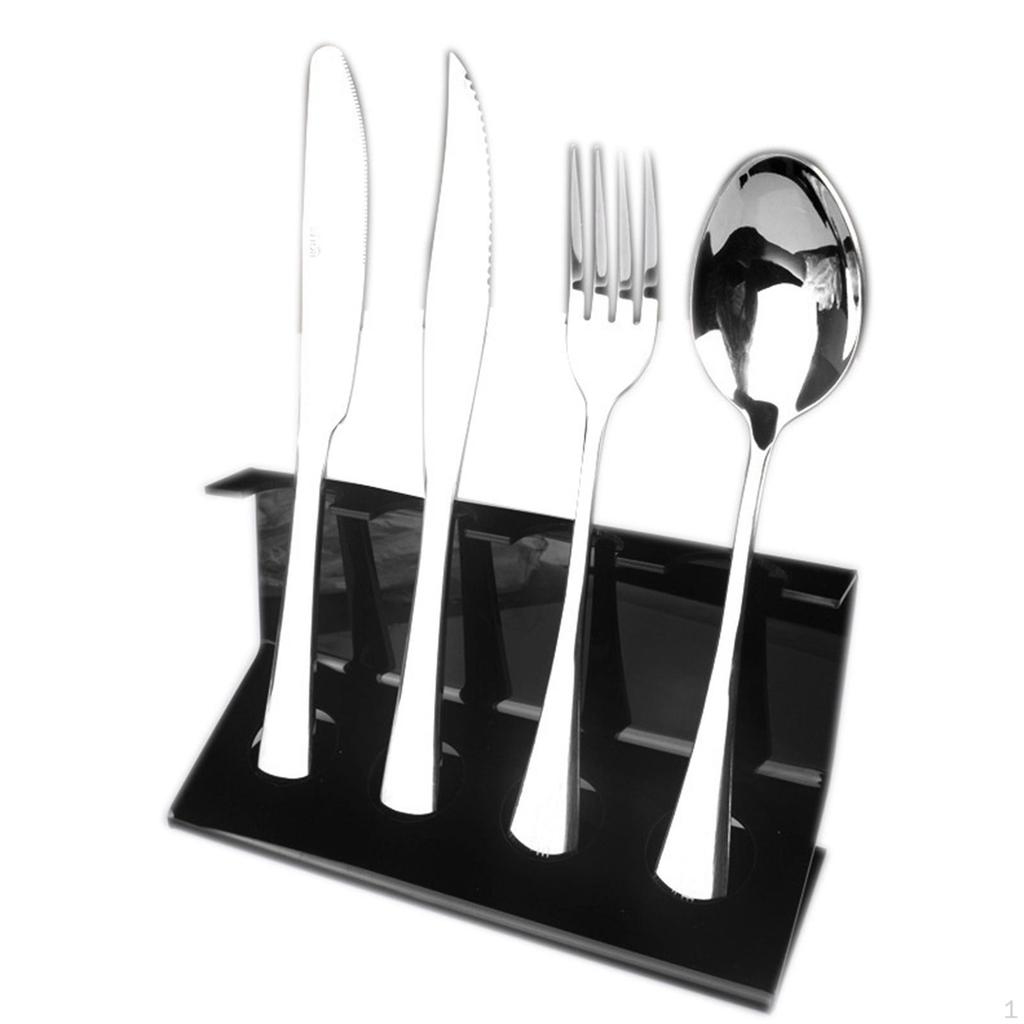 Cutlery Holder Acrylic 4 Slots Convenient Space Saving Kitchen Utensil Organizer Spoon Display Stand
