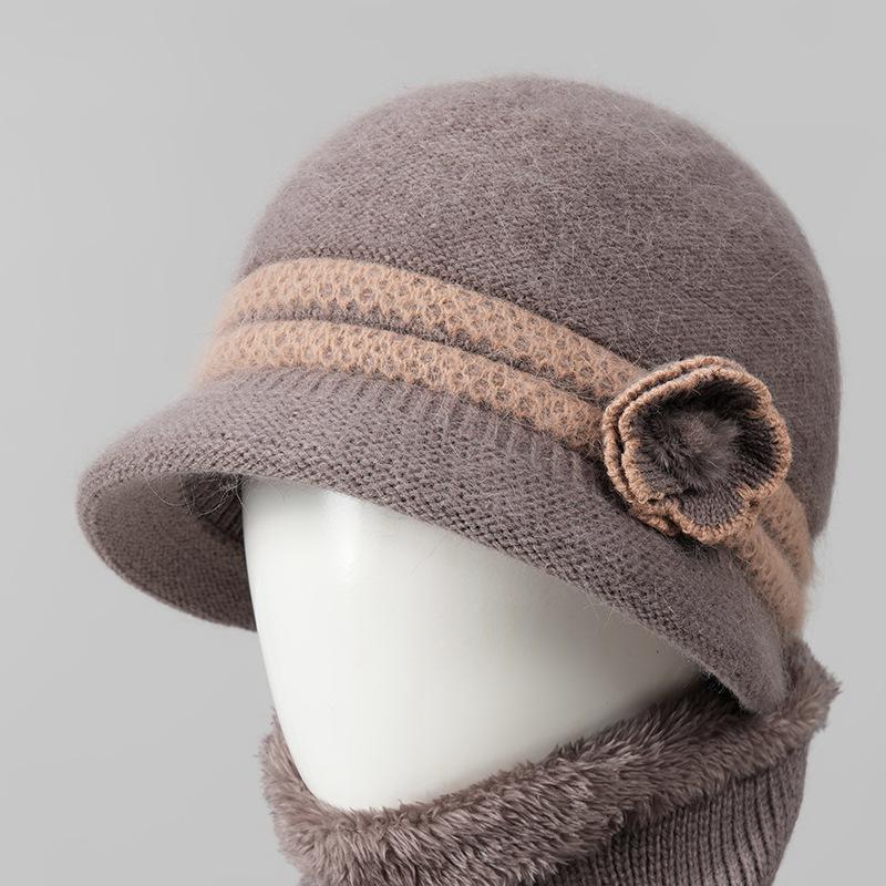 Autumn and winter hats, women's wool hats, winter velvet warm and cold-proof knitted hats