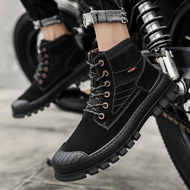 Herren High Top Britischer Stil Herbst Arbeitsschuhe Mid-Top Stiefel Lederstiefel Leder Kurzstiefel