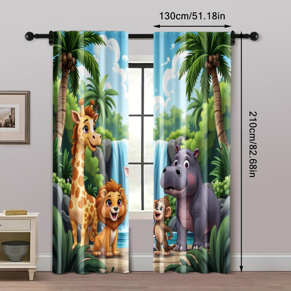 2 Stück   Moderne Vorhänge Dschungel Safari Polyester Gewebt (ohne Stange) Festlich für Wohnzimmer   Schlafzimmer   Küche   Esszimmer