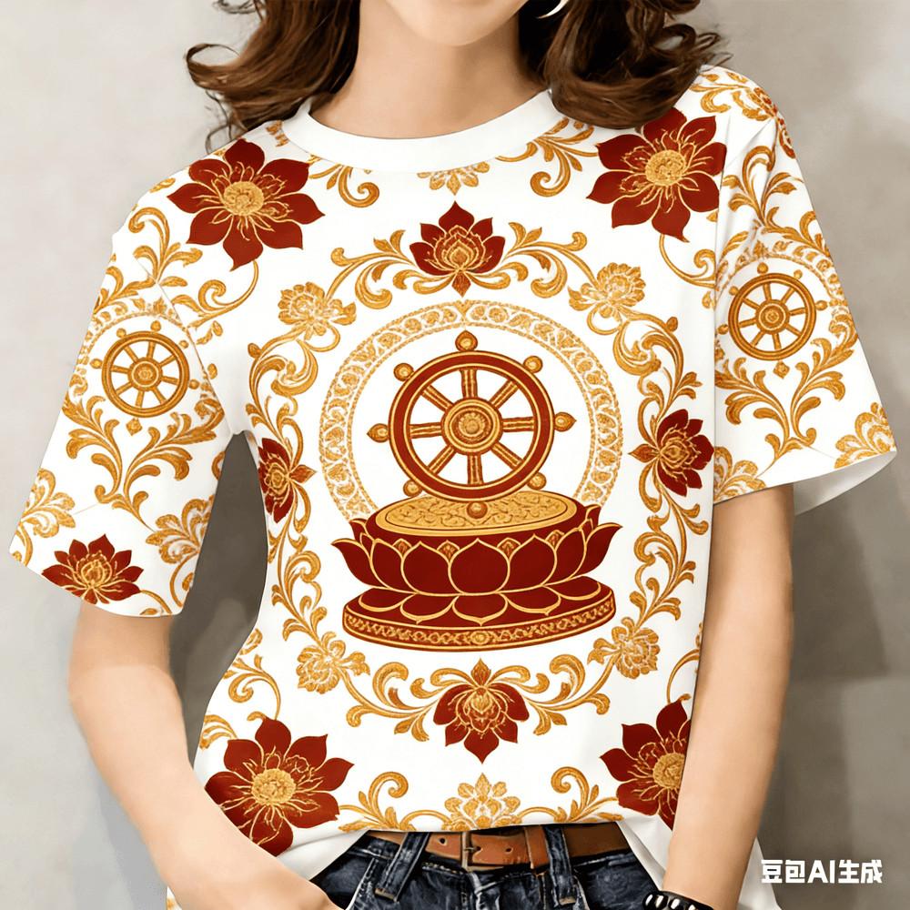 Casual Unisex T-Shirt with Flower Print - Perfect for Songkran