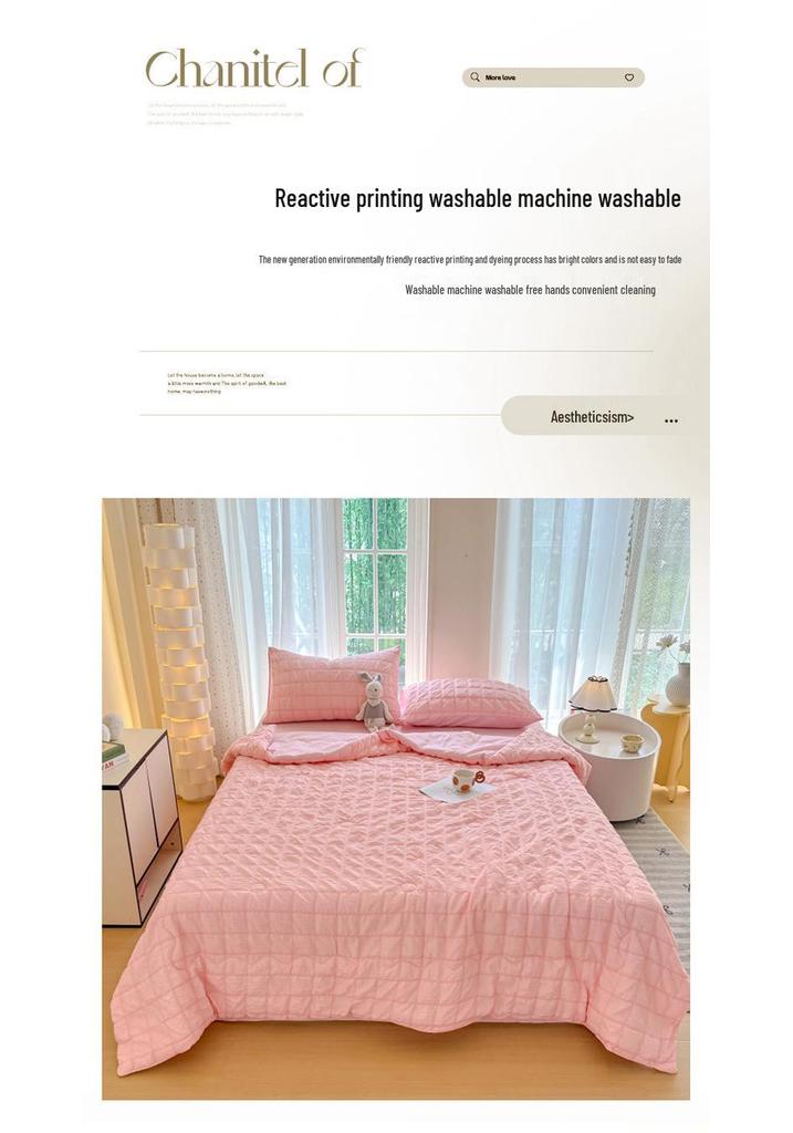 Premium Stylish Gauze Summer Quilt Set - Washable 4-Piece Air Conditioning Thin Quilt for Dorms