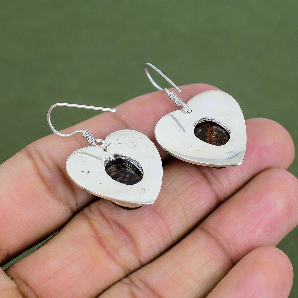 Boucle d'oreille Obsidienne Acajou Boucle d'oreille Argent Sterling 925 Boucle d'oreille Faite à la Main Boucles d'oreilles Pierres Précieuses Bijoux Argent Cadeaux Pour Femme Boucle d'oreille Dernier Design