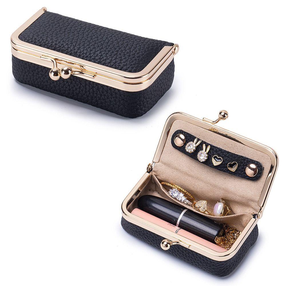 Exquisite Leather Jewelry Storage Bag Solid Color Jewelry Storage Box Cosmetic Bag Woman Girls