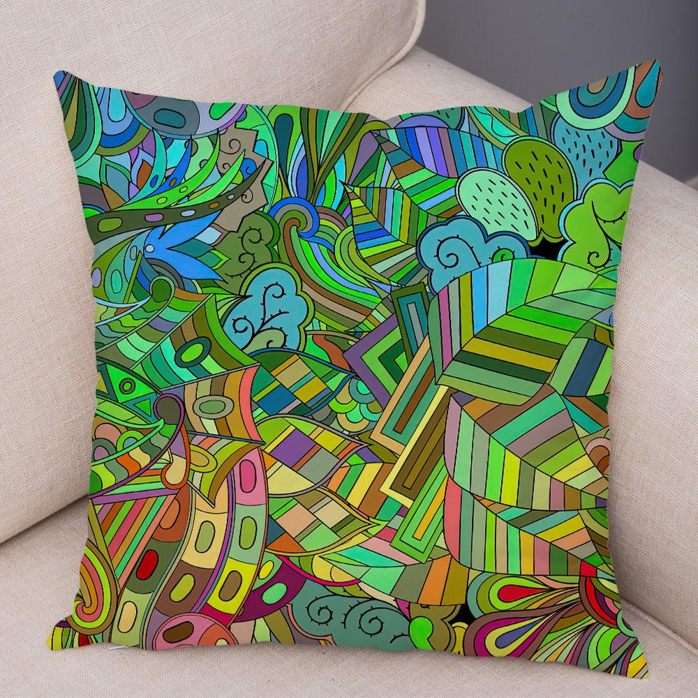 Bright Abstract Bohemian Floral Art Print Household Sofa Bedroom Decoration Pillow Cover Cushion Shell