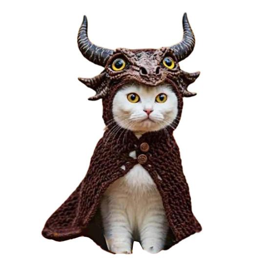 

Толстовка с капюшоном для кошки-дракона своими руками, одежда для косплея дракона, регулируемая одежда для домашних животных, вязаная толстовка с капюшоном для кошек маленьких и средних собак