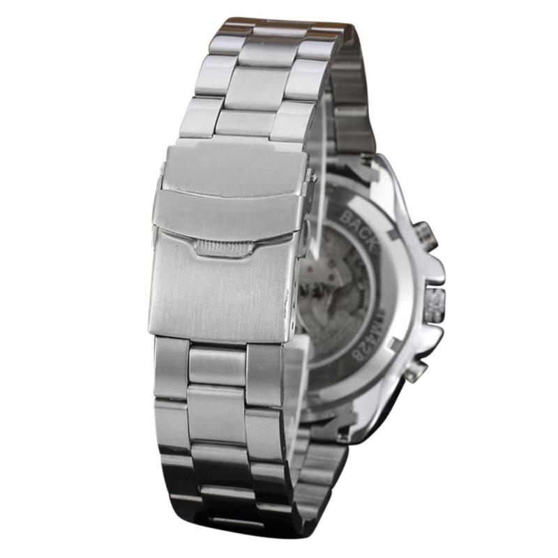 Winner Herren-Automatik-Uhr mit mechanischem Skelett und mehreren Zifferblättern, Edelstahlarmband