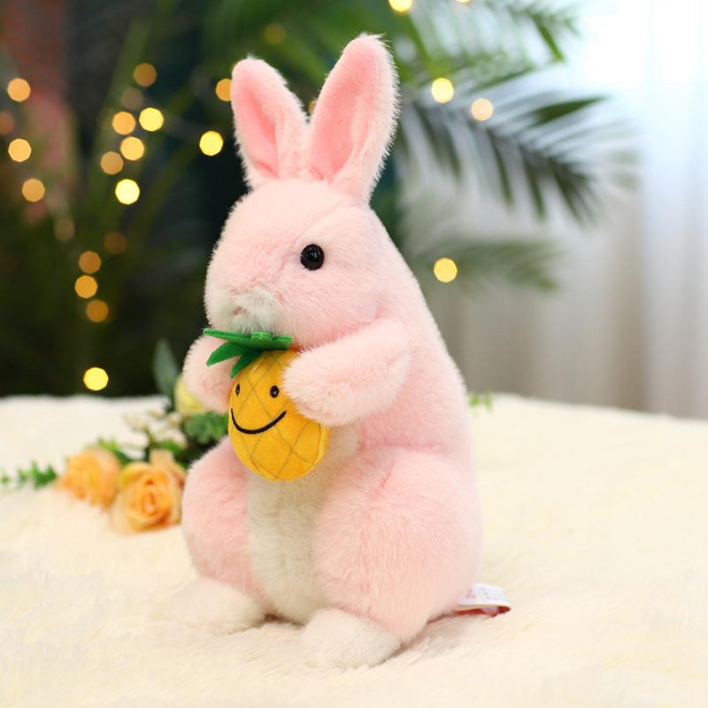 Simulering kanin plysj leketøy realistisk kanin utstoppet dukke naturtro dyreleker for barn Jenter Bursdagsgave Rominnredning