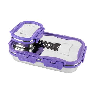 Isolierte Edelstahl-Lunchbox für Büro- oder Schulgebrauch mit Gemüsefach und auslaufsicherem Verschluss – Langlebige violette Tiffin für Erwachsene und Kinder