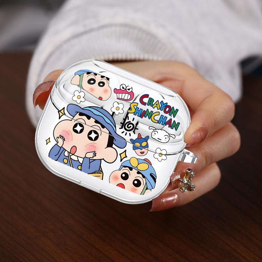 Cartoon Crayon Shin-Chan Case For Samsung Galaxy Buds 4 Pro Live 4Pro 2Pro 3 FE 3Pro 2 Clear Earphone Cases Cover With Hook