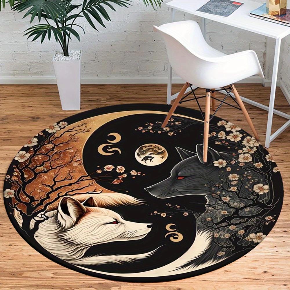 

1pc Retro 1427174727 Pattern Round Floor Mat, Non-slip for Living Room Bedroom Chair Carpets Home Decor Gifts, Home Decor Room Decor Outdoor 80cm by 80cm