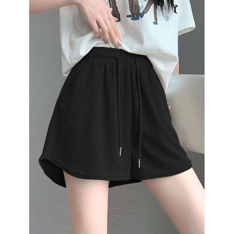 Ice Silk Women's Wide-Leg Sports Shorts, Summer Casual High-Waisted, Versatile Running Outerwear - Single/Double Three-Quarter Length