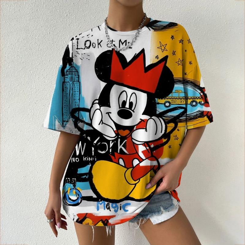 

Нова жіноча футболка вільного крою та повсякденного одягу, блузка з принтом Disney Міккі Мауса, жіноча толстовка великого розміру, вільний пуловер L