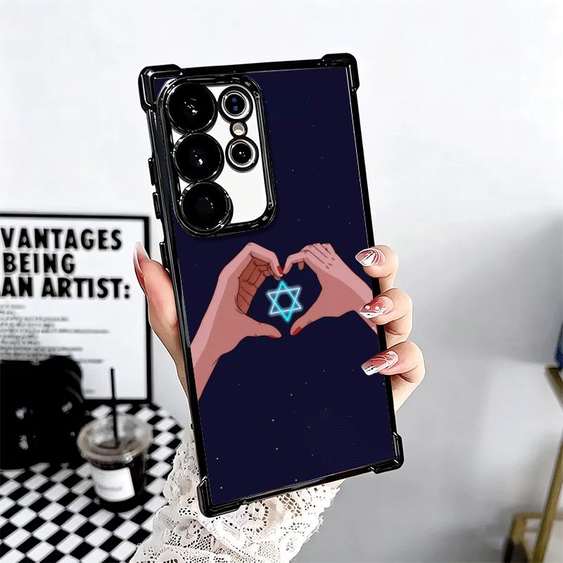 David Jewish Star Symbol Plating Phone Case For Samsung Galaxy S24 S25 FE S26 Edge S23 Ultra S22 S21 Plus S20 Anti-Fall Airabag
