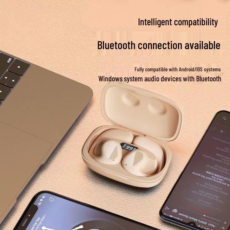Bone Conduction Wireless Bluetooth Earbuds with Digital Display & Touch Control