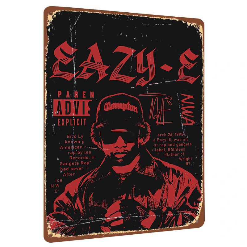 

EazyE Rapper Portrait Metal Tin Sign NWA Hip Hop Music Decorative Wall Art Vintage Home Decoration 20x30cm（7.8x11.8inch）