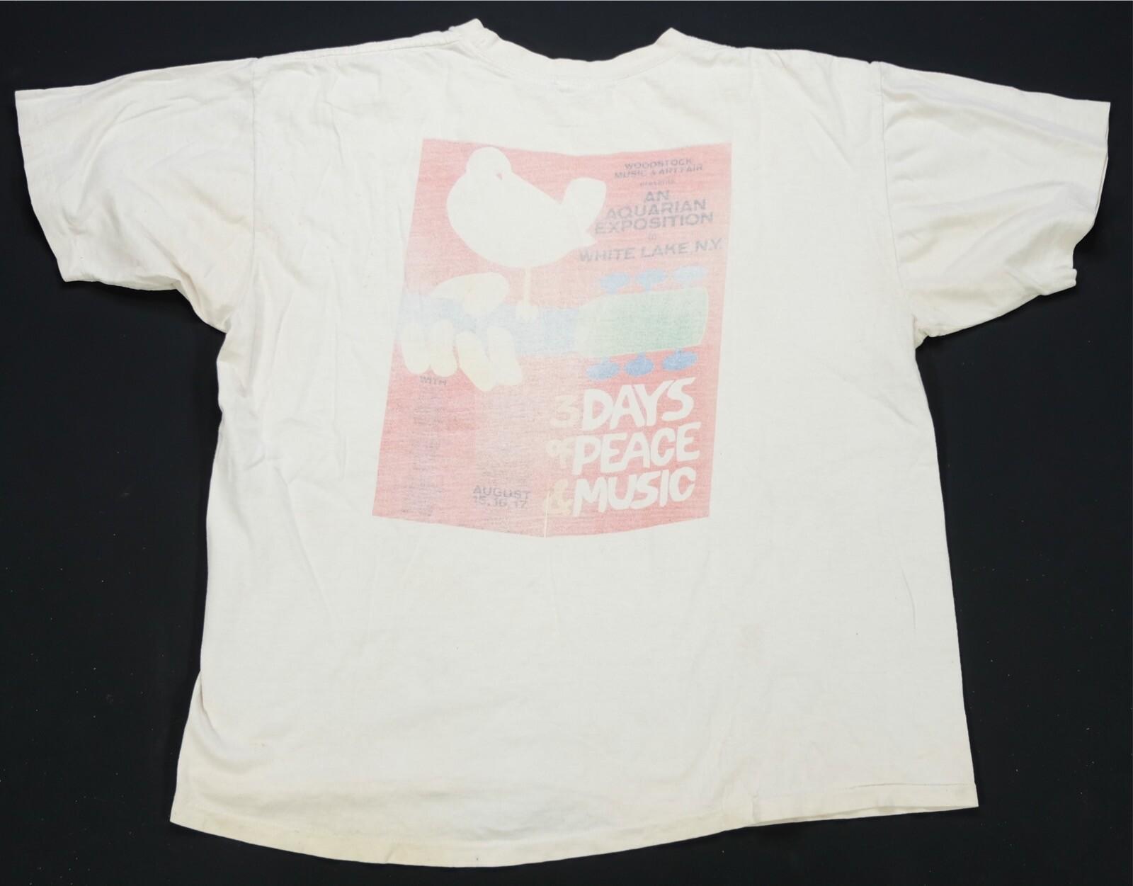 Rare Vintage Woodstock 3 Days of Peace Music Aquarian Exposition T Shirt 90s S