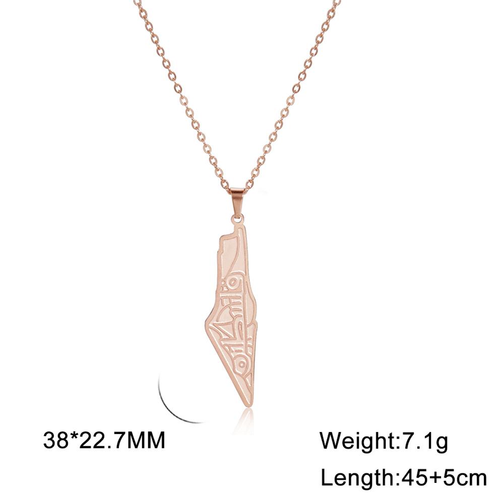  Fashion Israel Palestine Map Pendant Necklace Islamic Script Architecture Pattern Necklaces Stainless Steel Jewelry Gift