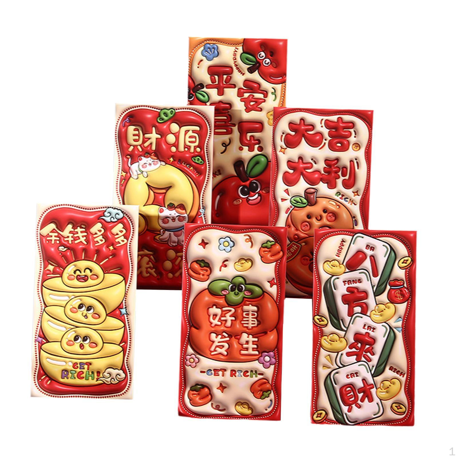 

6 штук Китайский Год Красные Конверты Счастливый Денежный Конверт Креативные Сувениры Для Вечеринки Весна Style D