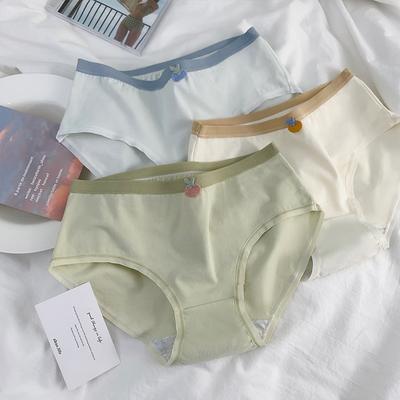 Ladies Spring and Autumn Color Contrast Pure Cotton Soft Inner Gear Middle Waist Briefs