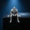 Collectible Gaming Room Accessory 3D Printed Resting Knight Figurine, Edge Sitting Dark Fantasy Retro Silver Home Decor Statue, Medieval Armored