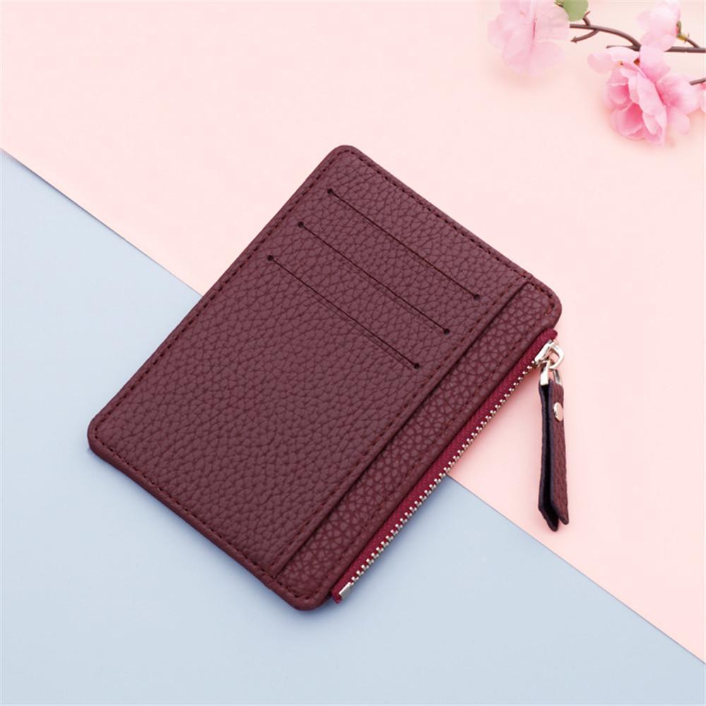 Slim Wallet Purse PU Leather Women Men Card Holder Unisex Zipper Business Card Case Credit Mini Bank Cards Holder Gift Wallet