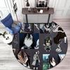 Classic Japanese-style Cartoon Demon Slayer Round Rug, Home Soft Decorative Anti-slip Yoga Mat and Chair Mat, Outdoor Floor Mat Carpet K24