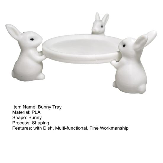 Kaninchen Aufbewahrungsschale 3D Gedruckte Statue mit Weißem Kaninchen Schale Schlüssel Ohrringe Schmuck Ausstellungsständer