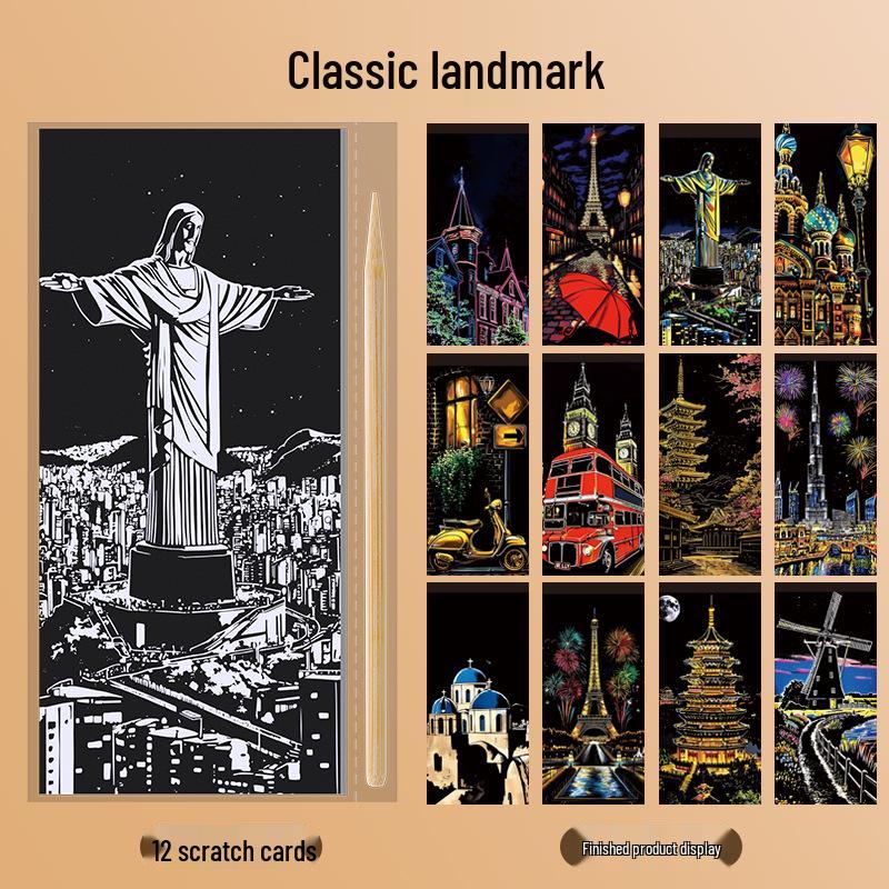 Nocny Widok Miasta Zamek Kreatywny Zdrapka dla Dorosłych Kobiet i Studentów - Malowanie Dekompresyjne