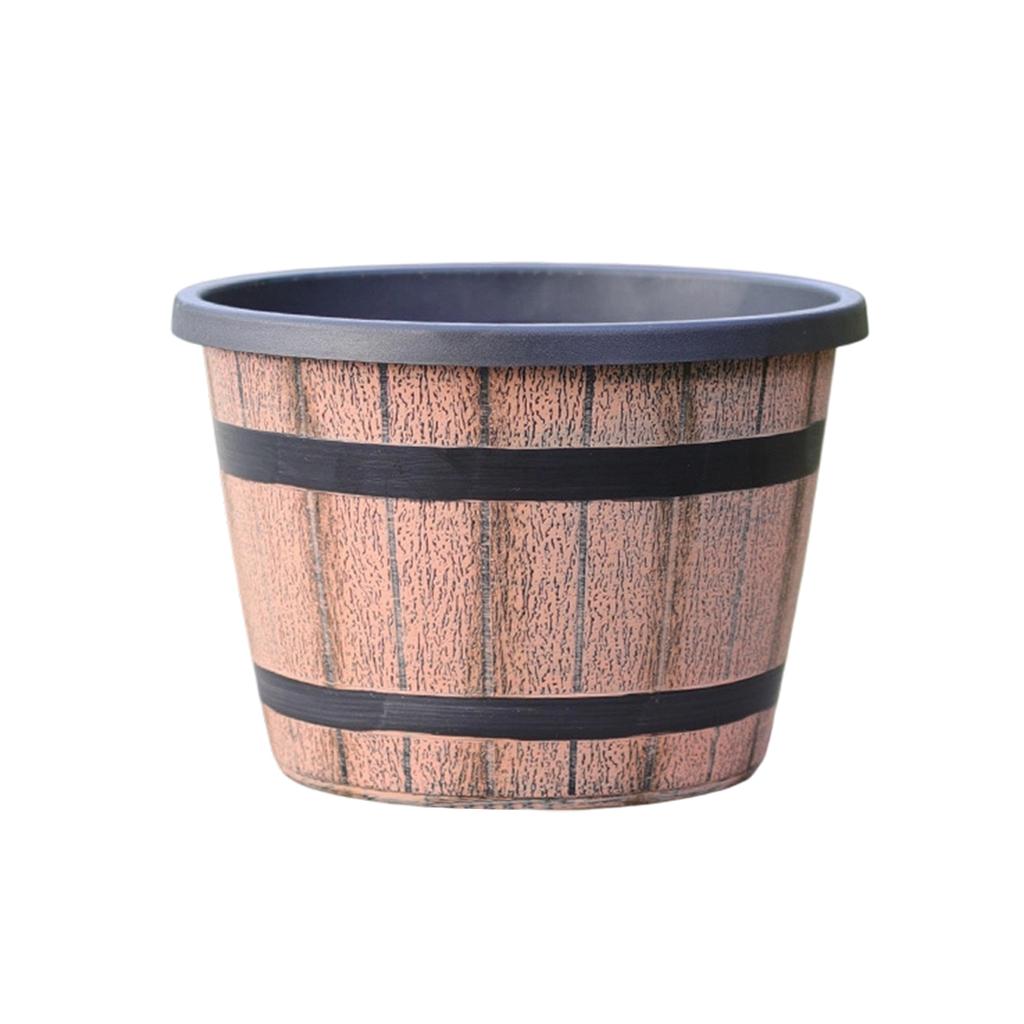 Vintage Wood Plastic Planter Pot with Drainage Hole Single Flower Pot