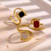 Stainless Steel Wave Ring Unisex Geometric Drip Oil Minimalist Open Adjustable Ring Delicate Stylish Anniversary Jewelry Gifts