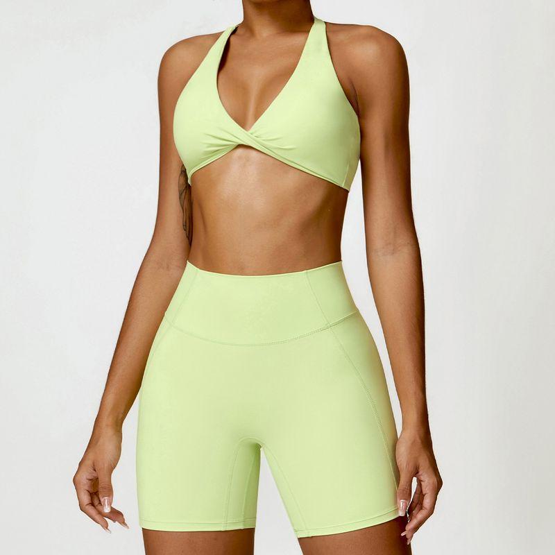 

Guangzhou Zechuang Clothing Co., Ltd. Winter Tight Beauty Back Yoga Suit Quick-Drying Workout Clothes Outdoor Running 8503 bra +8503 shorts light yellow green XL