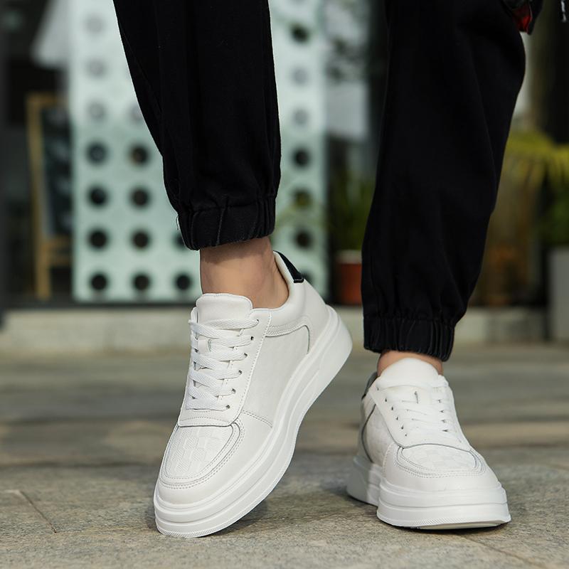 Man White Sneakers  Men Elevator Height Increase Insole 6cm  Sports Plus Size 37-44