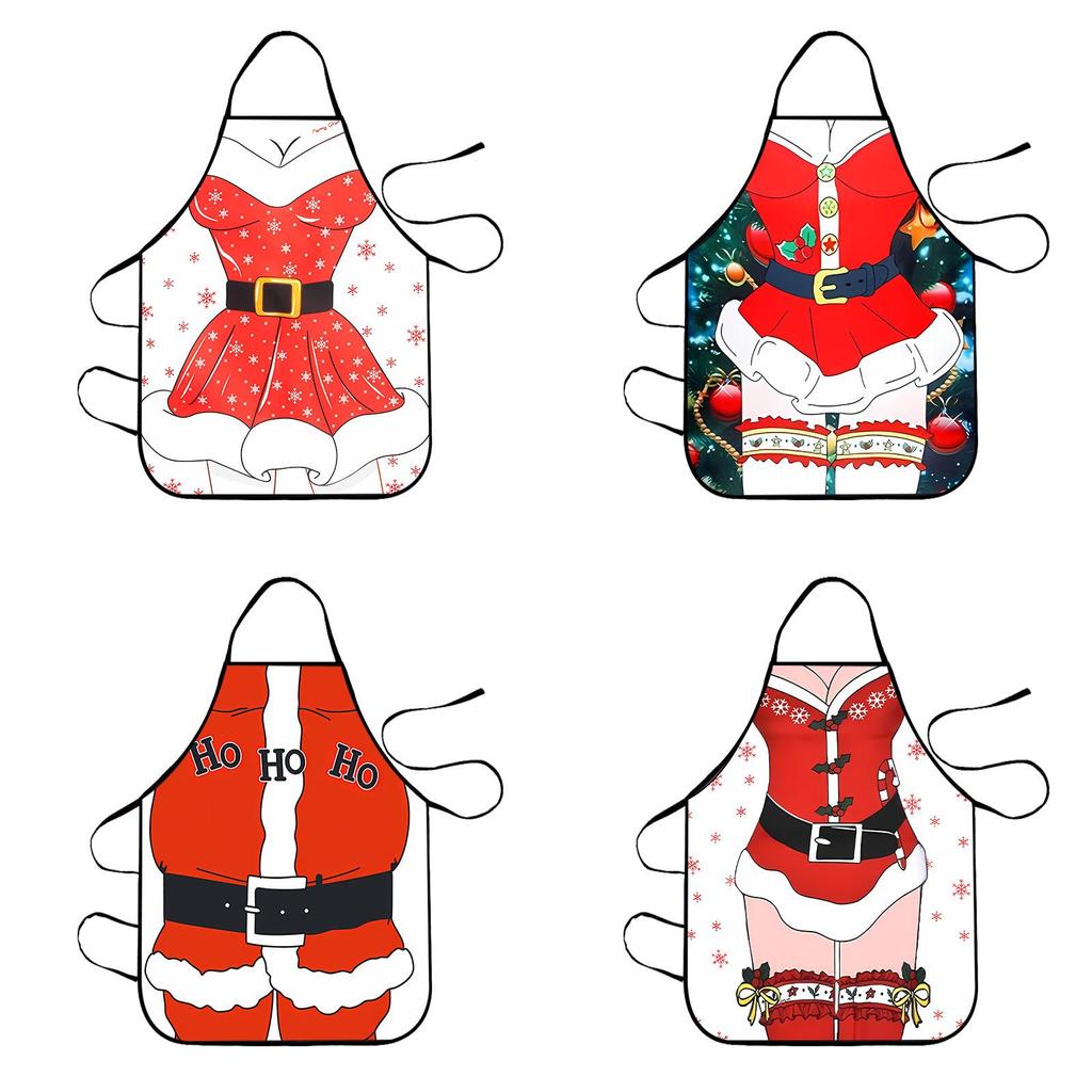Cartoon Character Waterproof Apron With Digital Print For Holiday Party And Family Use