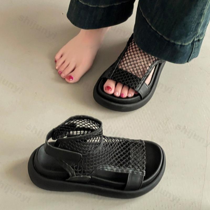 Fashion Fashion Hollow Breathable Casual Sandals for Women's 2025 Summer New Open Toes Comfortable Thick Soled Beach Platform Cool Shoes
