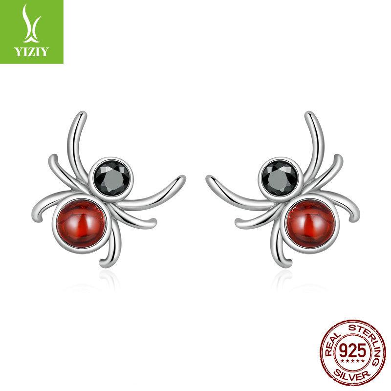 Set Cercei Inel Craniu Halloween, Vânt Întunecat Argint 925 Dragoste Lună Bijuterii