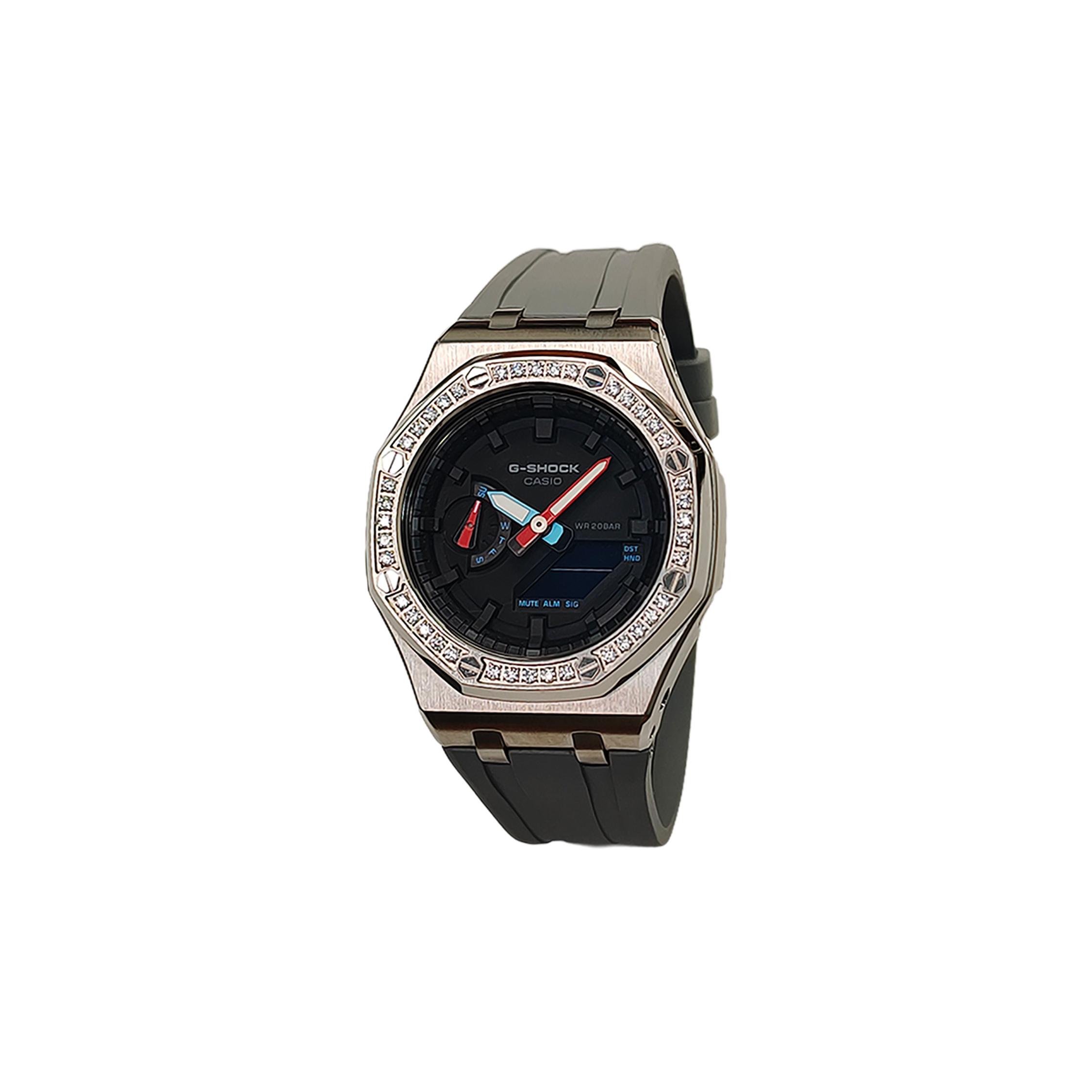 

CASIO Men Liquid Crystal,Analog Dual Display Series 44mm Black Watch GA-2100-1A1(Watch3--) Bass